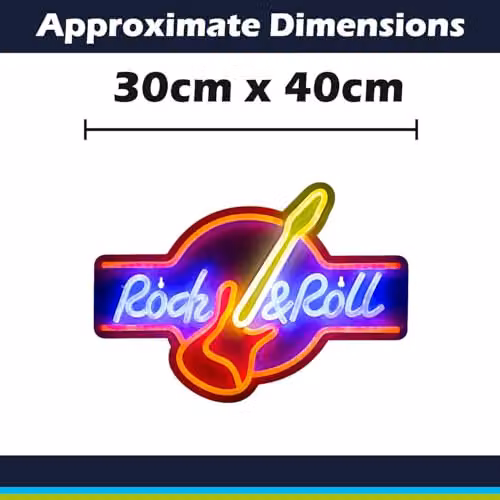 VFM e-Store Rock & Roll Mancave Neon Light, USB Powered, Multicolour, W: 30 cm, H: 40 cm – 2