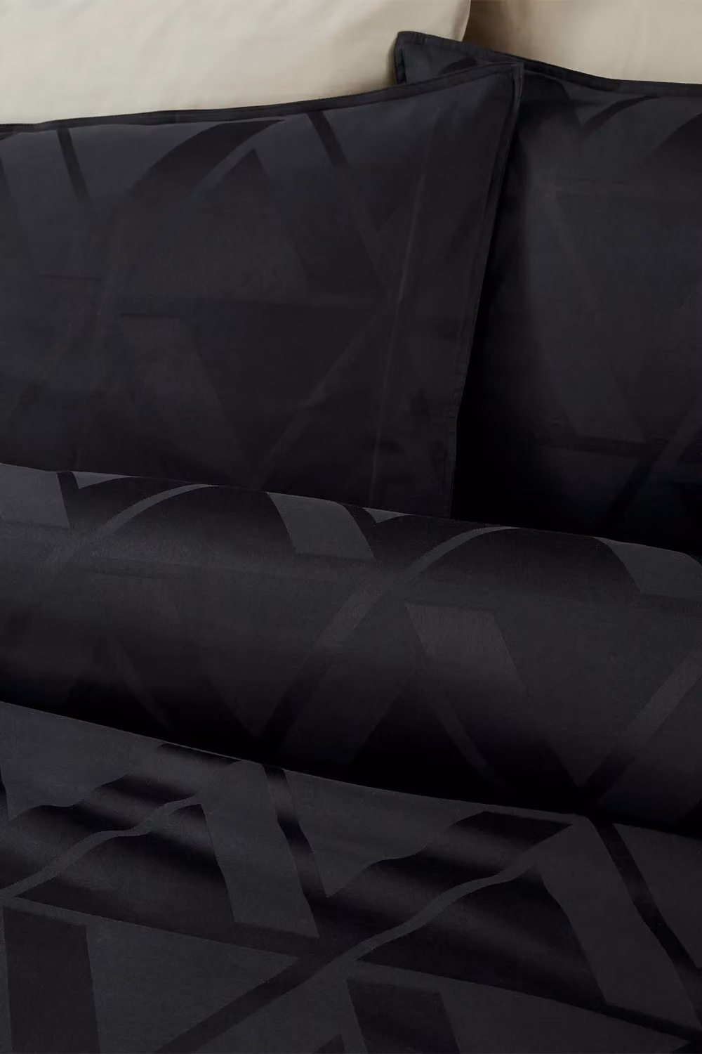 Nalu Nicole Scherzinger Kalama Jacquard Cotton Sateen Duvet Cover and Pillowcase Set, Black, W/H: 90 x 200 cm – 4
