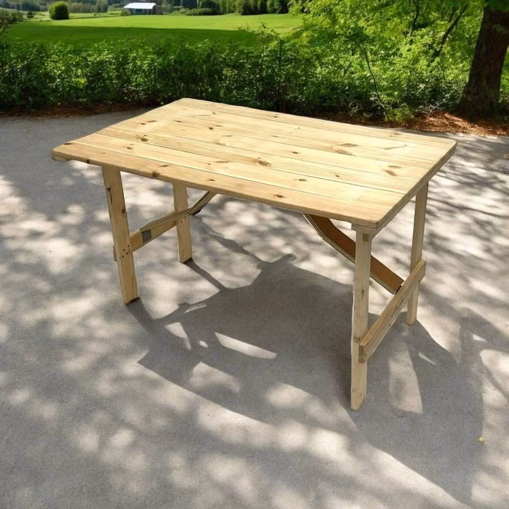FORGEVIO Folding Wooden Trestle Table in Brown – 2