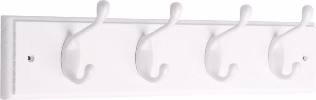 Decorails 4 Hook White Wood Rail