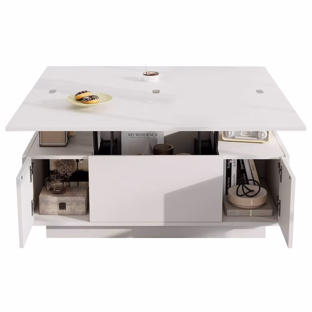 ModernLuxe White Lift Up Coffee Table with 2 Lifting Tops and Hidden Storage – 3