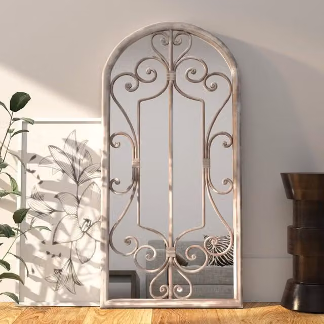 Berkfield Home Sand Mirror in Beige, Rectangular Metal Wall Mirror, W: 100 cm, H: 45 cm