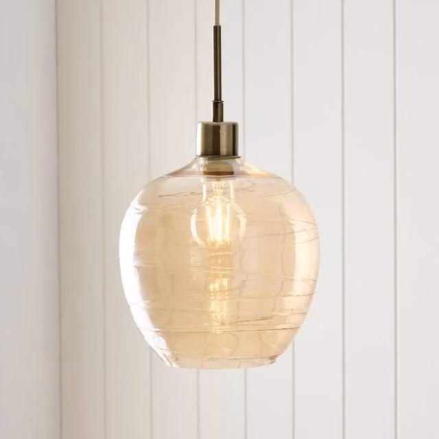 Pagazzi Zula 1-Light Champagne Pendant Light in Beige and Gold/Brass