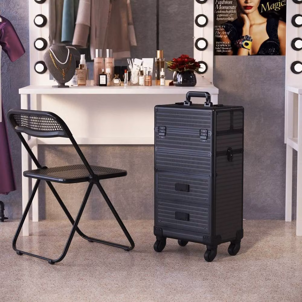 FLAVORA Black Wheeled Drawer Beauty Makeup Trolley W: 50 cm x D: 50 cm x H: 50 cm – 3