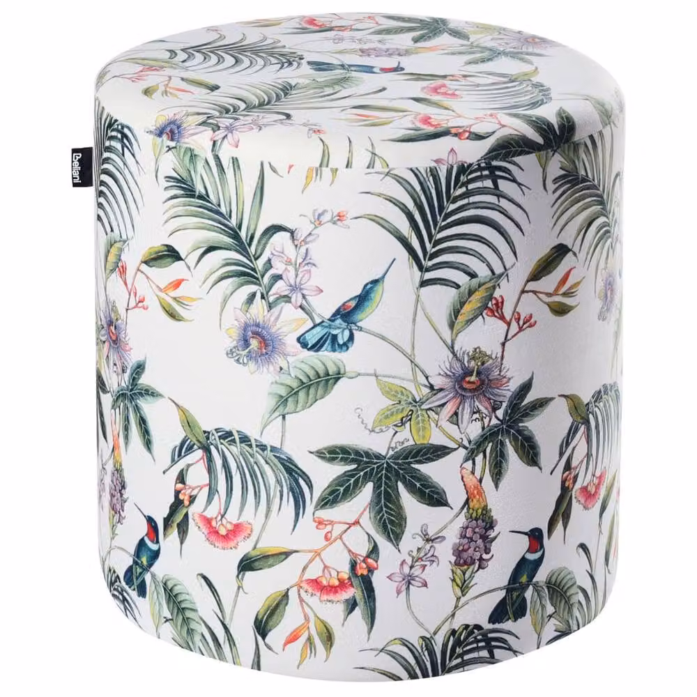 Wyld and Coco Round Floral Velvet Ottoman Pouffe in Multicolour – 2