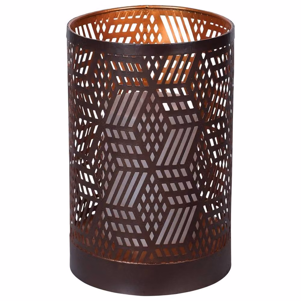 NESTLUNE Solar LED Table Lantern in Brown with Dusk Sensor and Warm White Light – 4