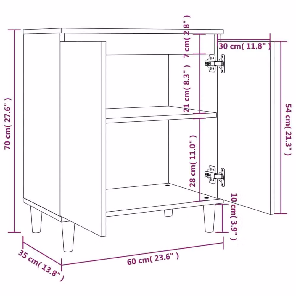 Berkfield Home Smoked Oak Sideboard in Brown, W/D/H: 60 x 35 x 70 cm – 5