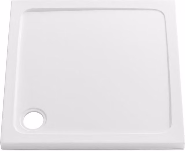 Clifton Square Stone Resin Shower Tray, White, W: 70 cm x D: 70 cm