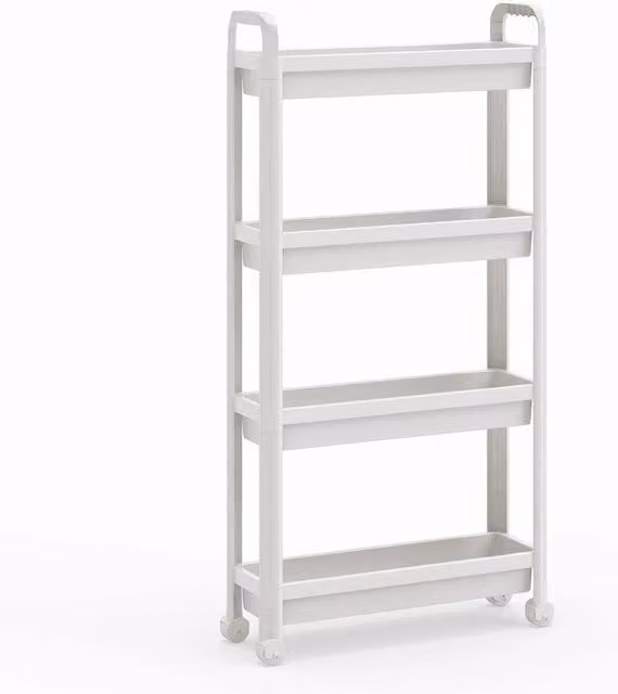 VOGREX 4-Tier Slim Rolling Storage Cart, White Bathroom Organiser