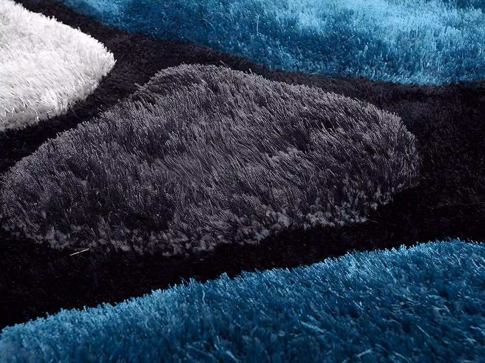 Vente-unique PIETRA Turquoise and Grey Shaggy Rug, W: 160 cm, L: 230 cm – 4