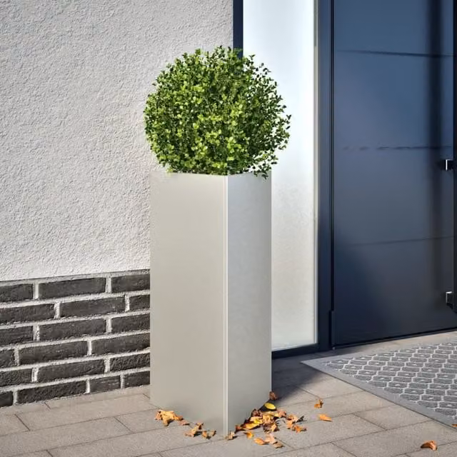 Berkfield Home Garden Triangular Planters, 2 Piece Stainless Steel Set in Silver, W: 40 cm, D: 34.5 cm, H: 70 cm – 1