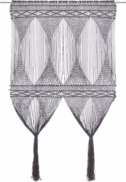 Berkfield Home Macrame Curtain in Anthracite, W: 140 cm, H: 240 cm