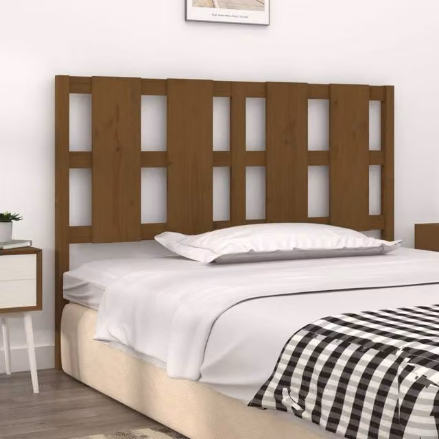 Berkfield Home Beautiful Bed Headboard in Honey Brown Solid Pine Wood, W: 125.5 cm, D: 4 cm, H: 100 cm