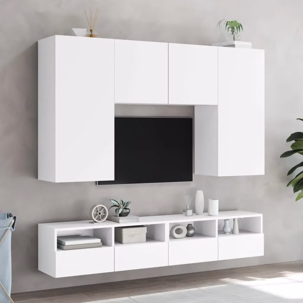 Berkfield Home Set of 2 White Wall Mounted TV Cabinets with Hinged Doors and Internal Shelves, W/D/H: 80 x 30 x 30 cm – 3