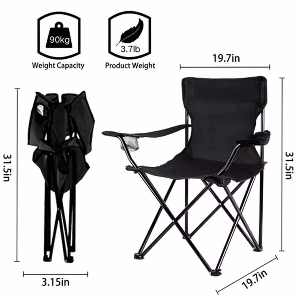 FLAVORA Portable Folding Camping Chair in Black – 2