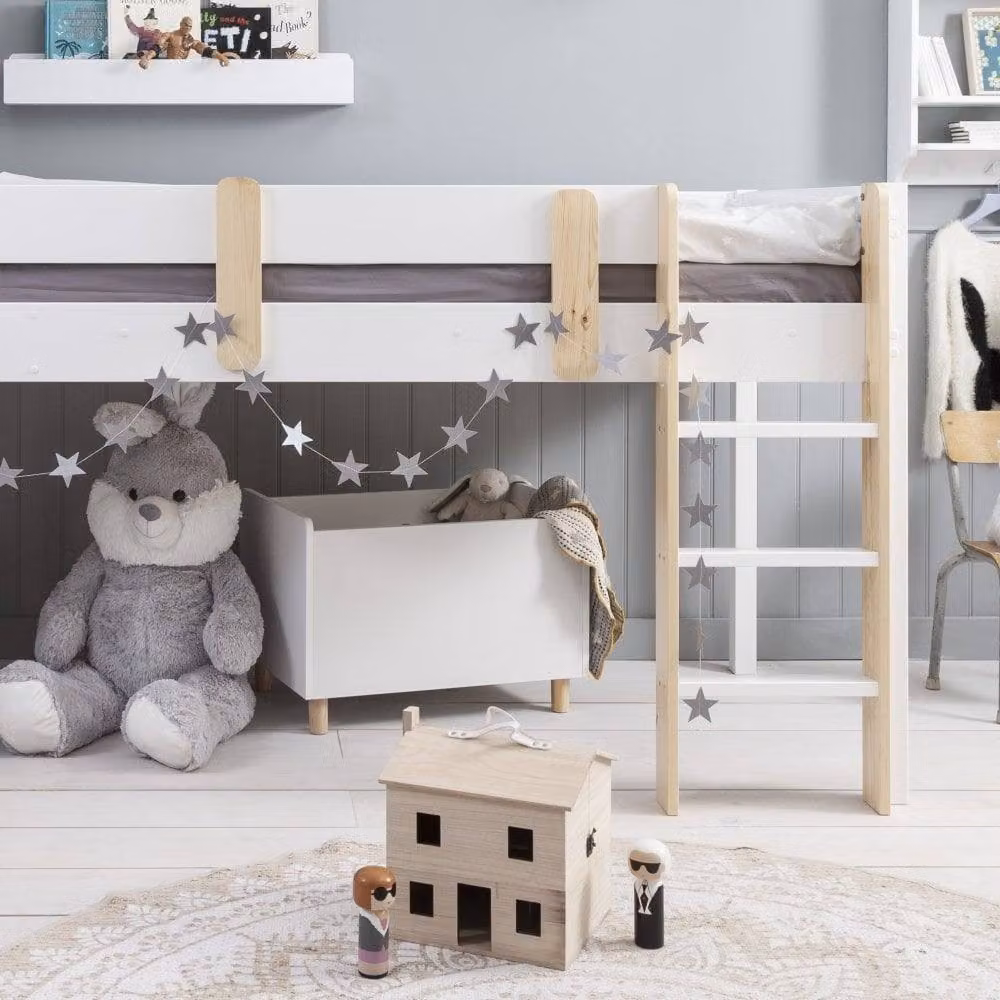 Nöa and Nani Una Cabin Bed Midsleeper for Children in White, Solid Pine Wood, W/D/H: 90 x 190 cm – 2
