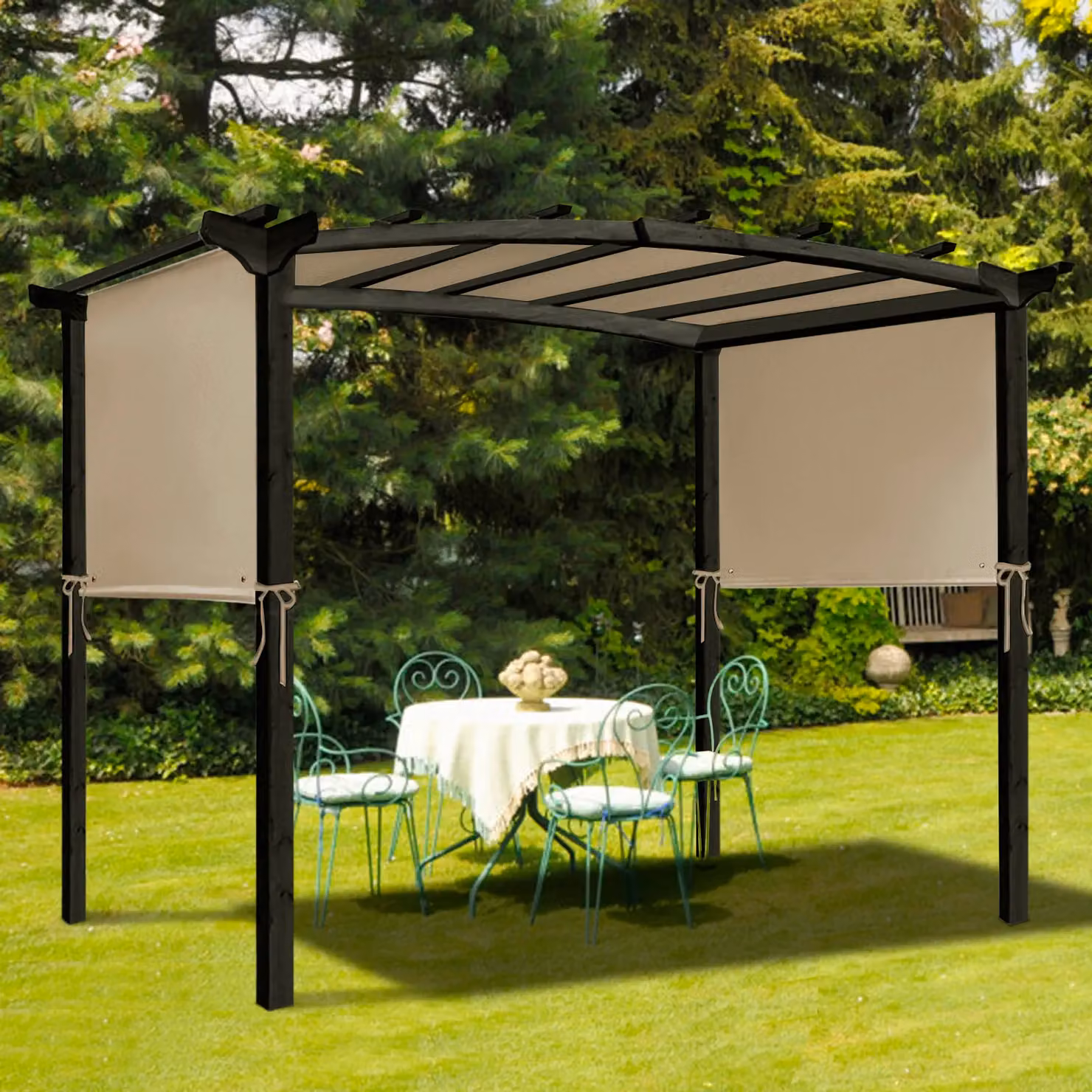 Gymax Beige Sun-proof Shade Cloth Mesh Netting Canopy – 3