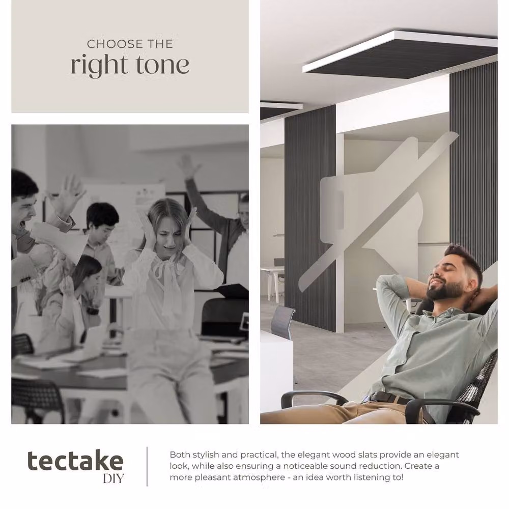tectake Sound-absorbing Acoustic Panels in Black Oak Wood Look with MDF and Textile – 5