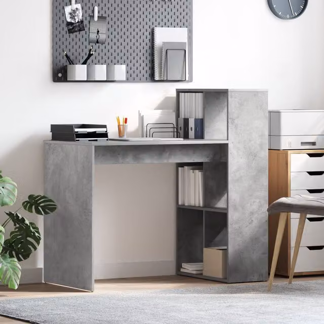 Berkfield Home Industrial Writing Desk in Grey Concrete Finish – 1