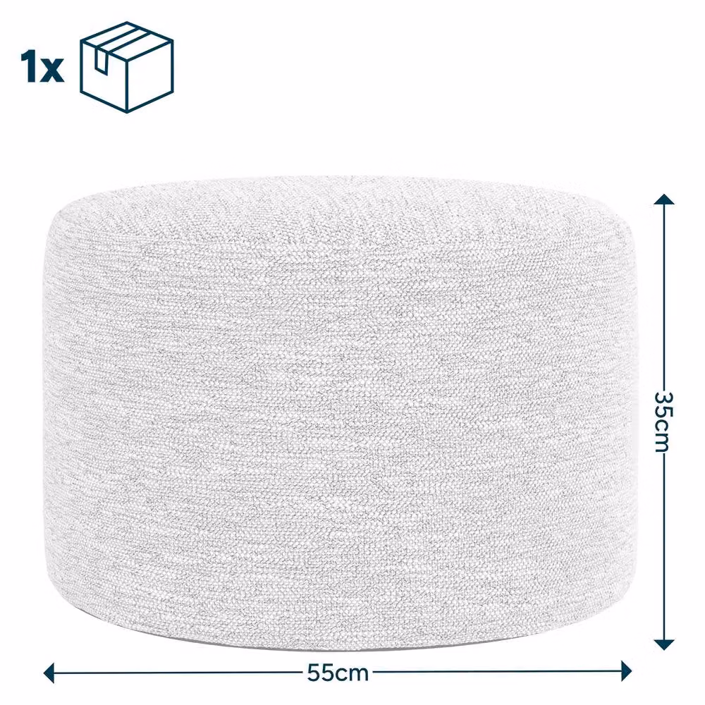 ICON Woven Milano Round Footstool Bean Bag in Beige – 2