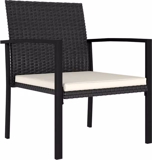 Berkfield Home Modern Poly Rattan Garden Dining Chairs, 2 Piece Set, Black
