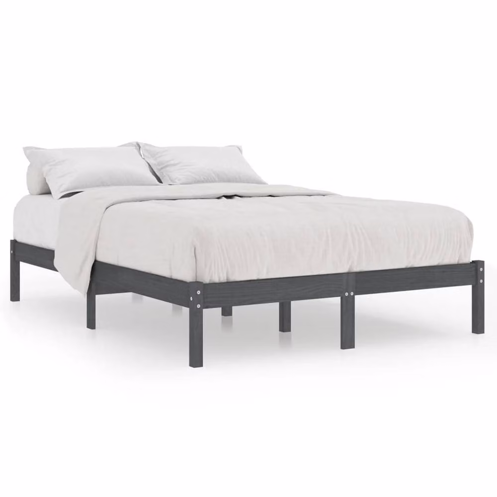 Berkfield Home Modern Grey Solid Wood Pine Bed Frame 200 x 200 cm – 3