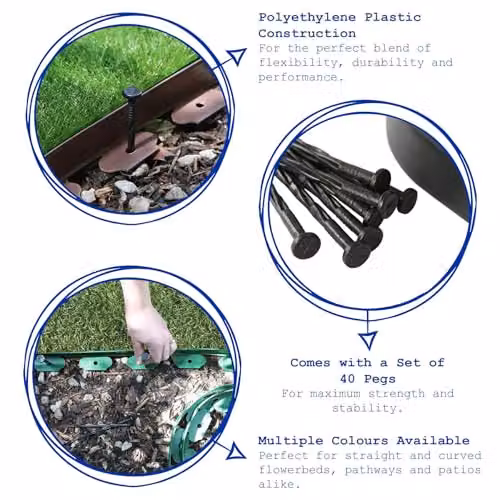Harbour Housewares Green Flexible Plastic Lawn Edging with 40 Pegs – 2