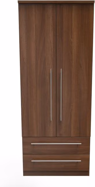Sherwood Ready Assembled 2 Door 2 Drawer Wardrobe in Noche Walnut