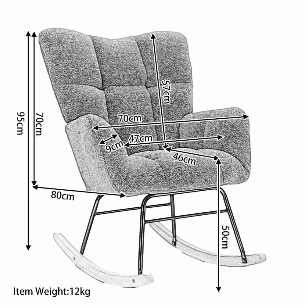 Direct Wicker Modern Teddy Bouclé Fabric Tufted Upholstered Rocking Chair with Armrests in Dark Green – 2