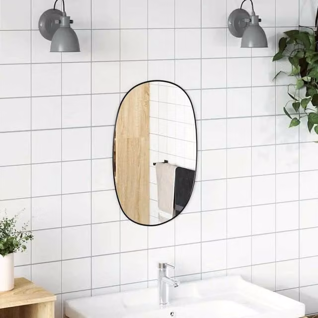 Berkfield Home Rectangular Wall Mirror in Black, W: 50 cm, H: 35 cm
