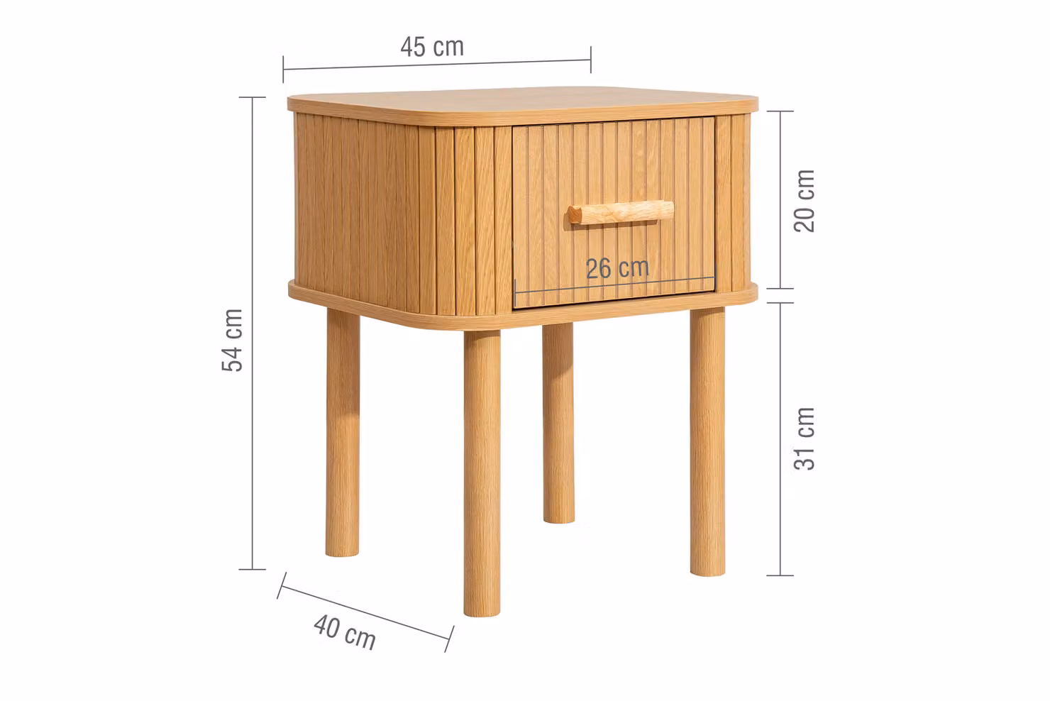 Birlea Axel Modern Oak Brown 1 Drawer Fluted Wooden Bedside Table – 2