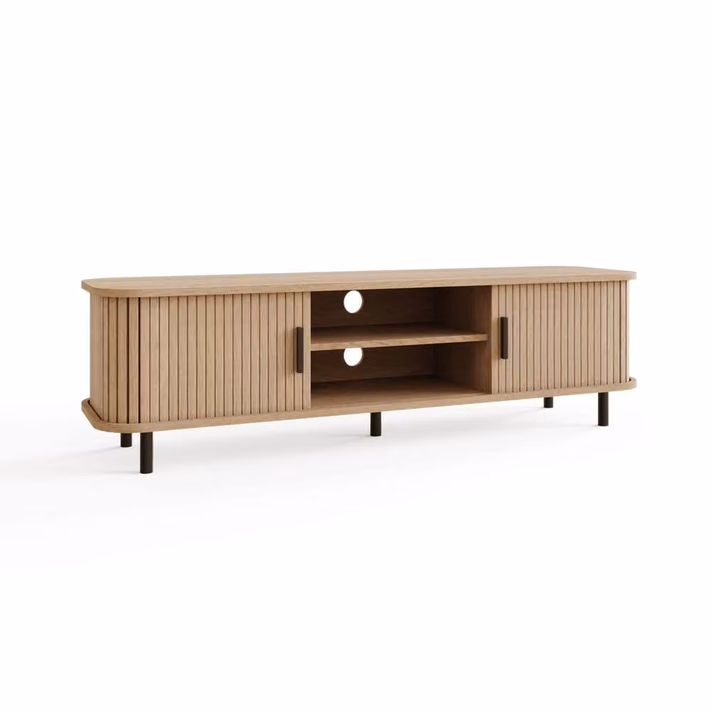 GFW Omari Scandinavian Style TV Unit in Light Oak with Wood and Metal Finish – 2