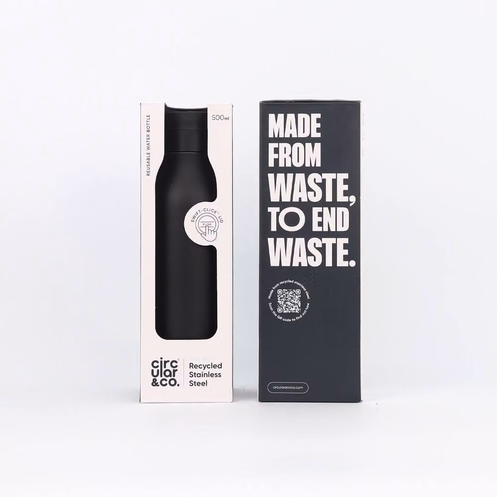 Circular & Co Insulated Stainless Steel Water Bottle, 500ml, Black, Leakproof and BPA Free – 2