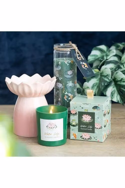 KDMD Water Lily Green Floral Votive Glass Tabletop Candle – 4