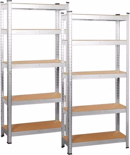 FORGEVIO 2 Pack Heavy Duty 5 Tier Garage Shelving Units in Silver