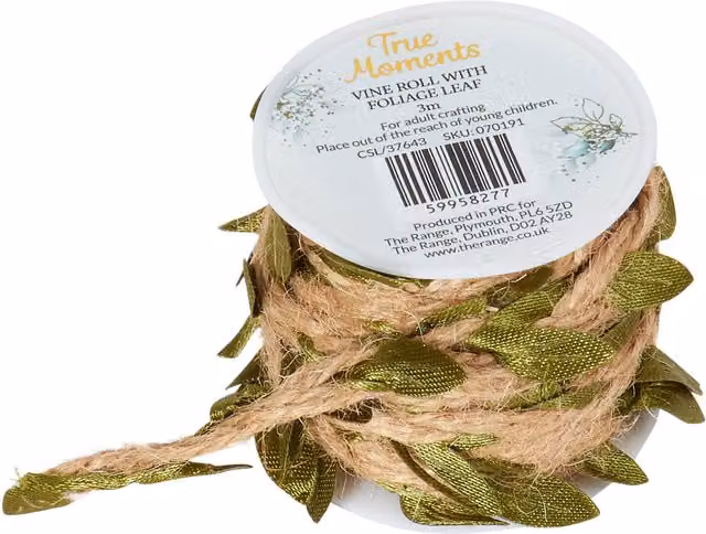True Moments Green Floral Vine Roll with Jute Textile Foliage Leaf