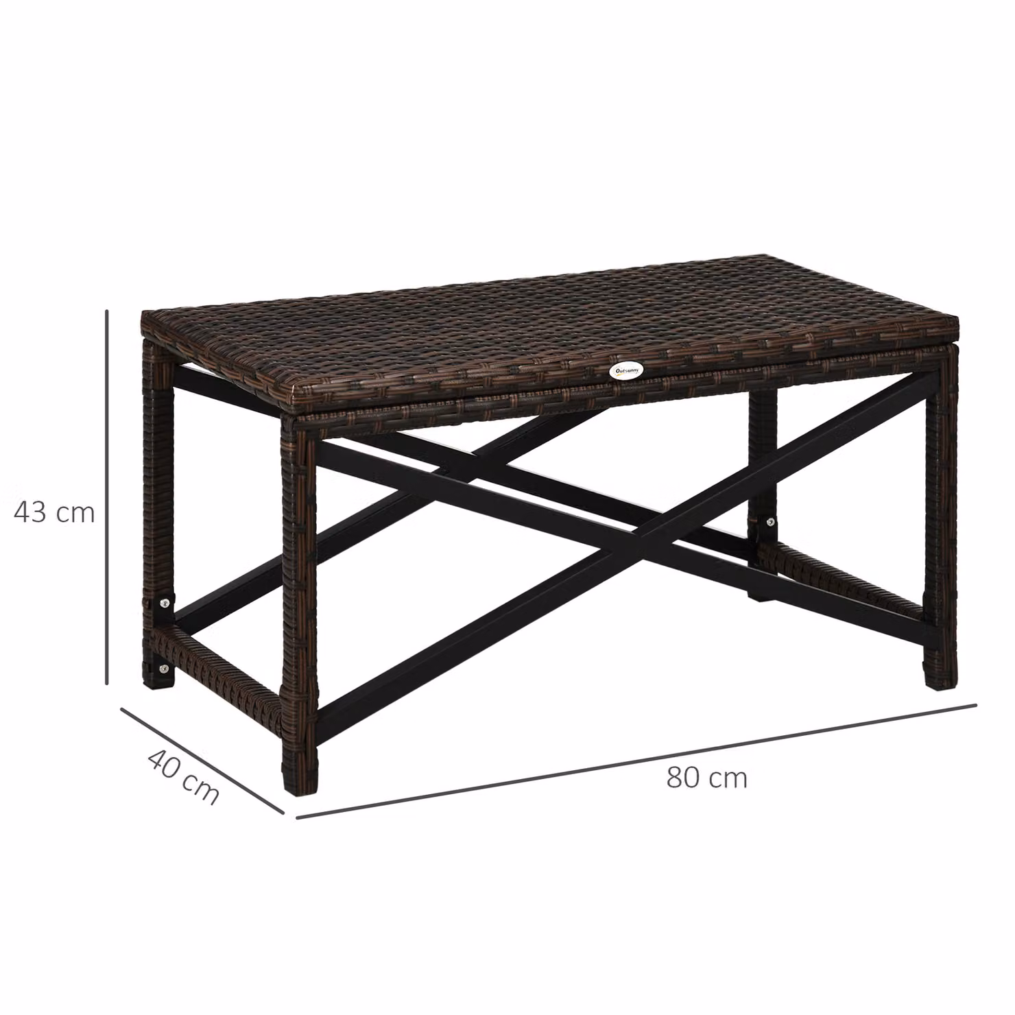 Outsunny PE Rattan Garden Side Table with X-Shape Frame, Mixed Brown – 3
