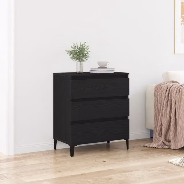 Berkfield Home Black Oak Sideboard in Engineered Wood, W/D/H: 60 x 35 x 70 cm – 1