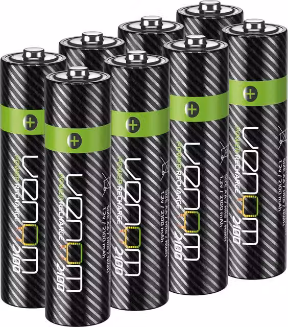 Venom Rechargeable AAA Batteries, 800mAh, 8 Pack, Black