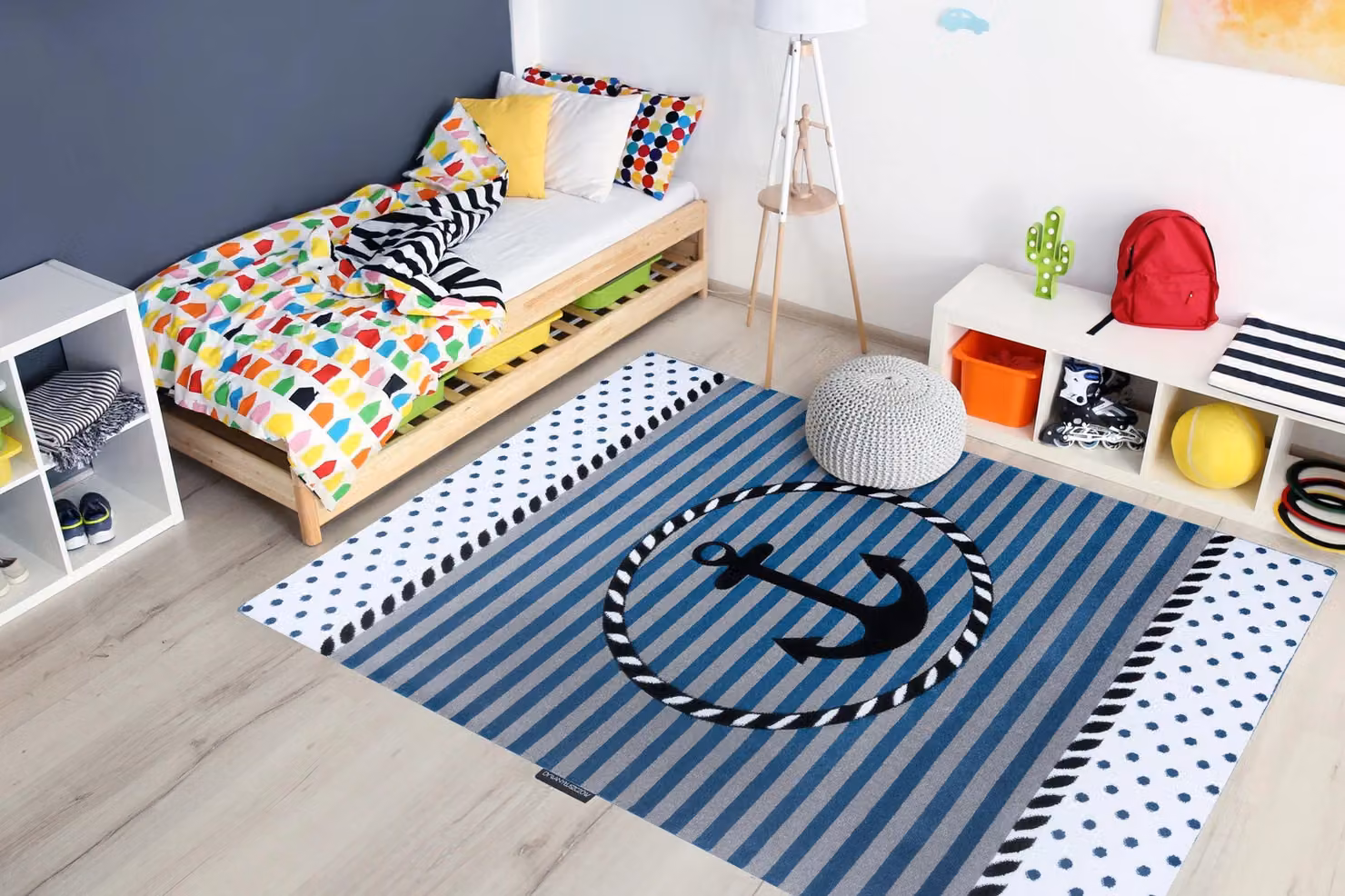 RugsX Petit Blue Striped Maritime Rectangular Rug, W: 160 cm, D: 220 cm – 3