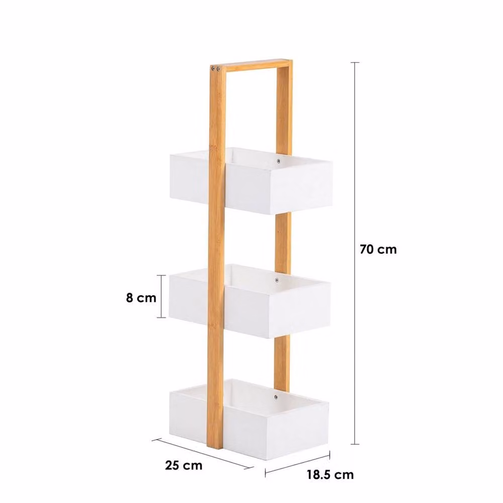 EONLION 3 Tier Freestanding Wood Storage Organiser Unit in White – 2
