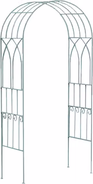 Charles Bentley Decorative Wrought Iron Garden Arch Climbing Frame in Green