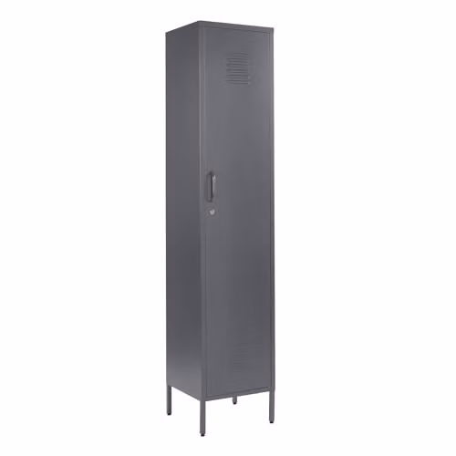 Moderna Metal Locker Cabinet with Lockable Storage and Adjustable Shelves, White and Grey, H 180 x W 38.5 x D 38.5 cm