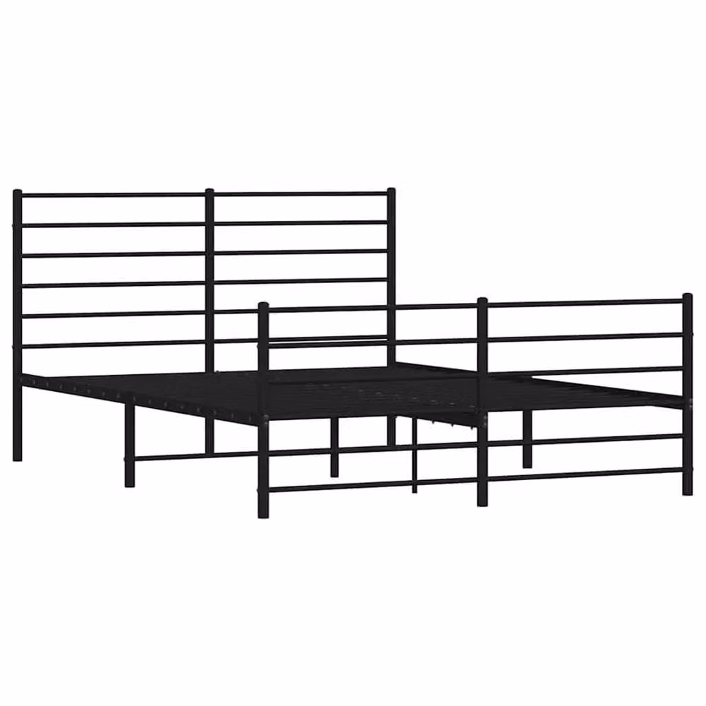 Berkfield Home Metal Bed Frame with Headboard and Footboard in Black, W/D/H: 135 x 190 cm – 2