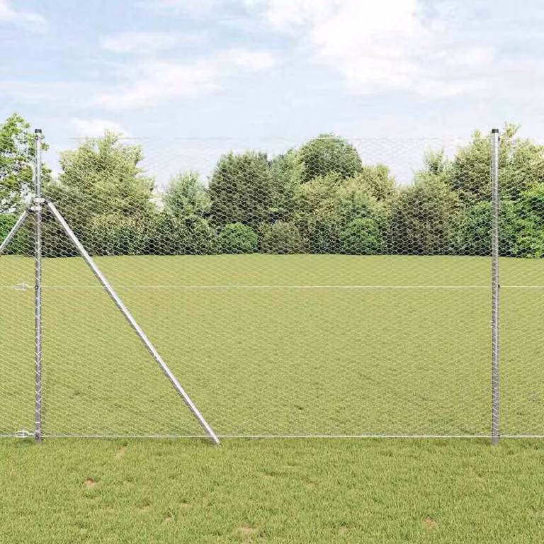 Berkfield Home Hexagon Fence in Silver Galvanised Steel, H: 150 cm x W: 100 m