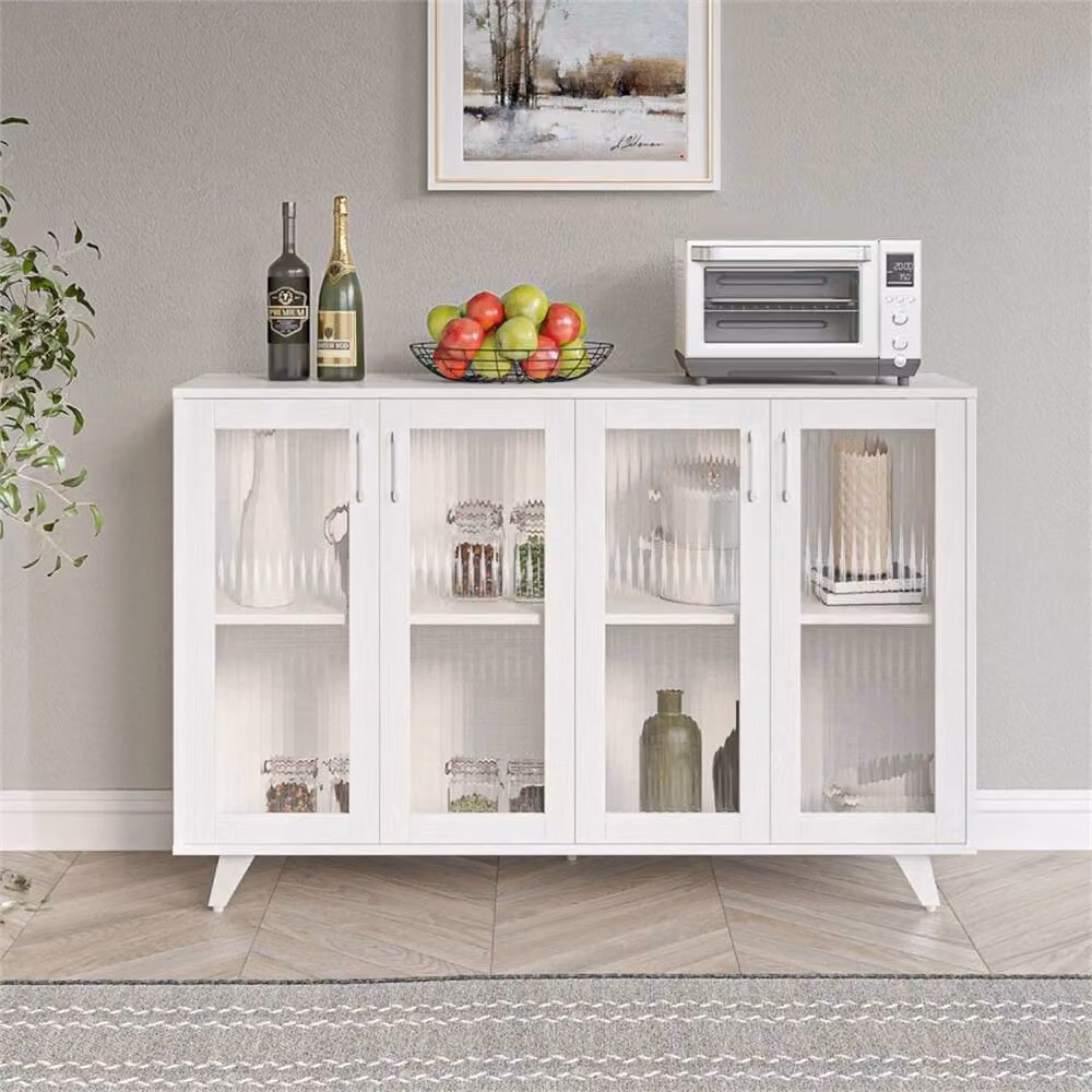 Hinsinc White 4 Door Sideboard and Kitchen Buffet Cupboard – 2