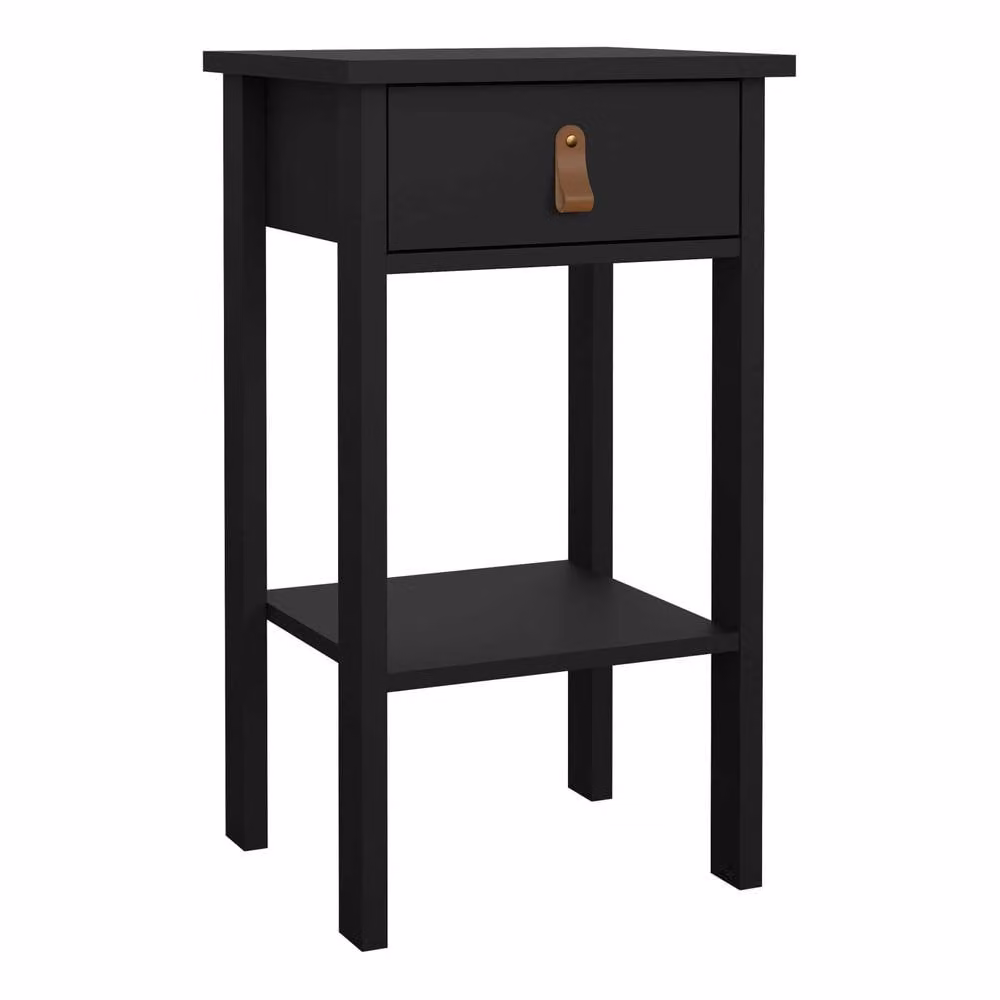 Wyld Haus Wyldberry Matt Black Wooden Bedside Table with 1 Drawer and Bottom Shelf – 3