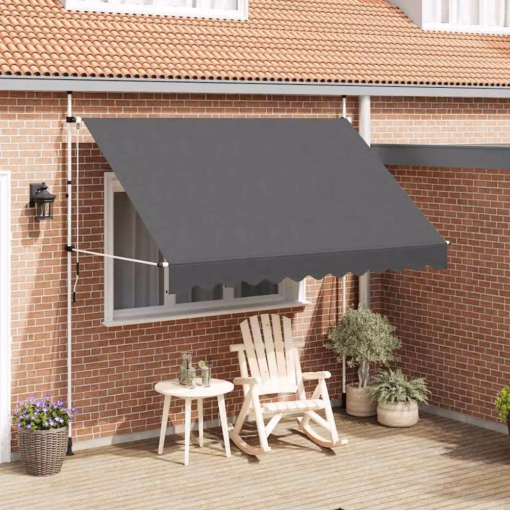 Berkfield Home Manual Retractable Folding Arm Awning in Anthracite Grey, W: 300 cm, D: 120 cm – 2