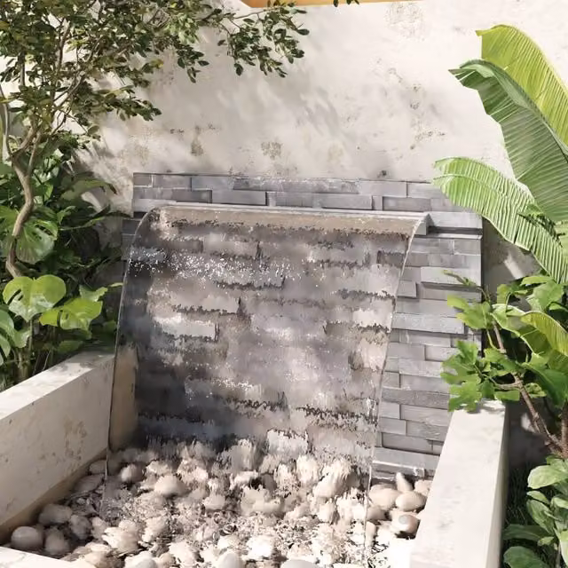 Berkfield Home Rectangular Waterfall Pool Fountain in Silver Stainless Steel, Width: 110 cm – 1