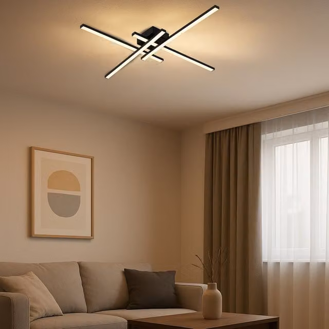 Eglo Vascella Modern Square LED Ceiling Light, Black and White Metal and Plastic